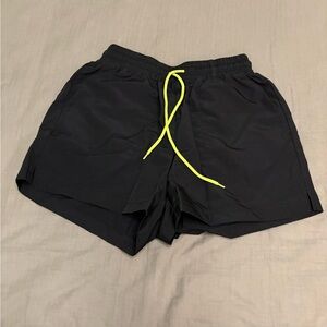 Black Athletic Shorts with Neon Yellow Drawstring